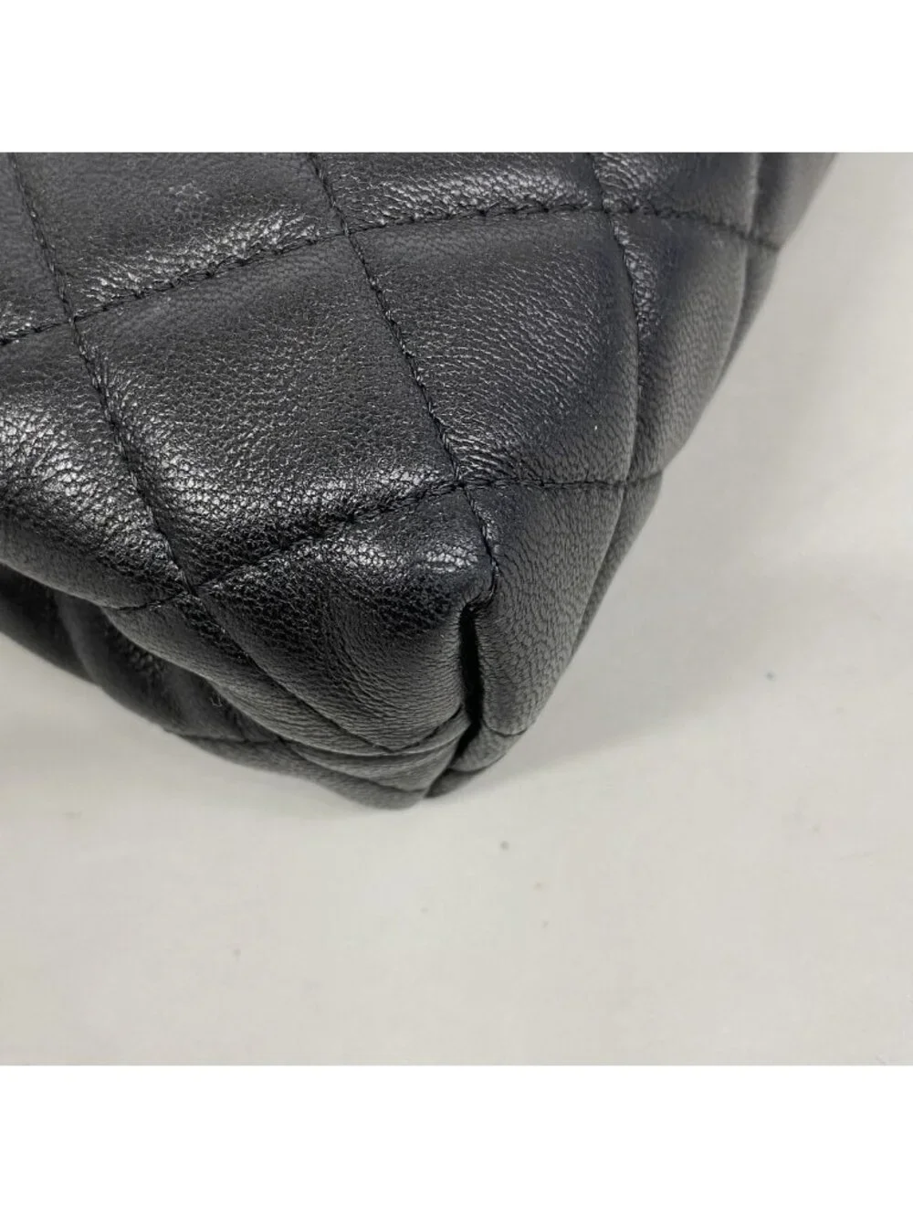 Chanel Pouch Quilted Lambskin Black Silver